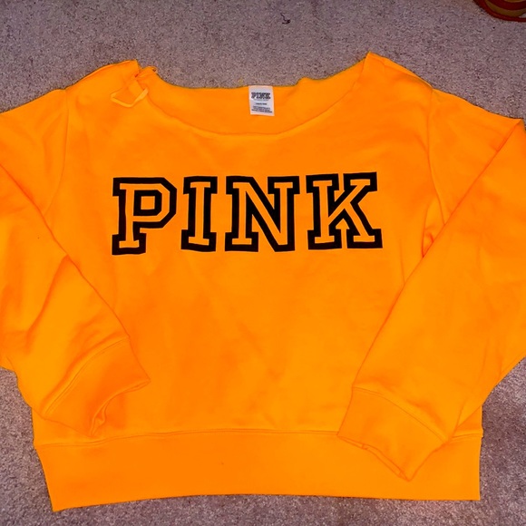 PINK Victoria's Secret Tops - Very bright cute neon orange off the shoulder top in a size L